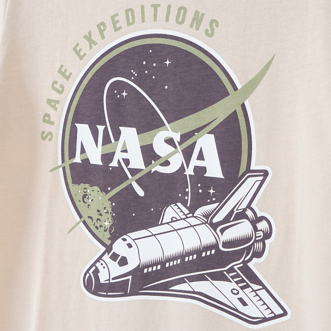 Topolino NASA T-Shirt mit großem Print beige