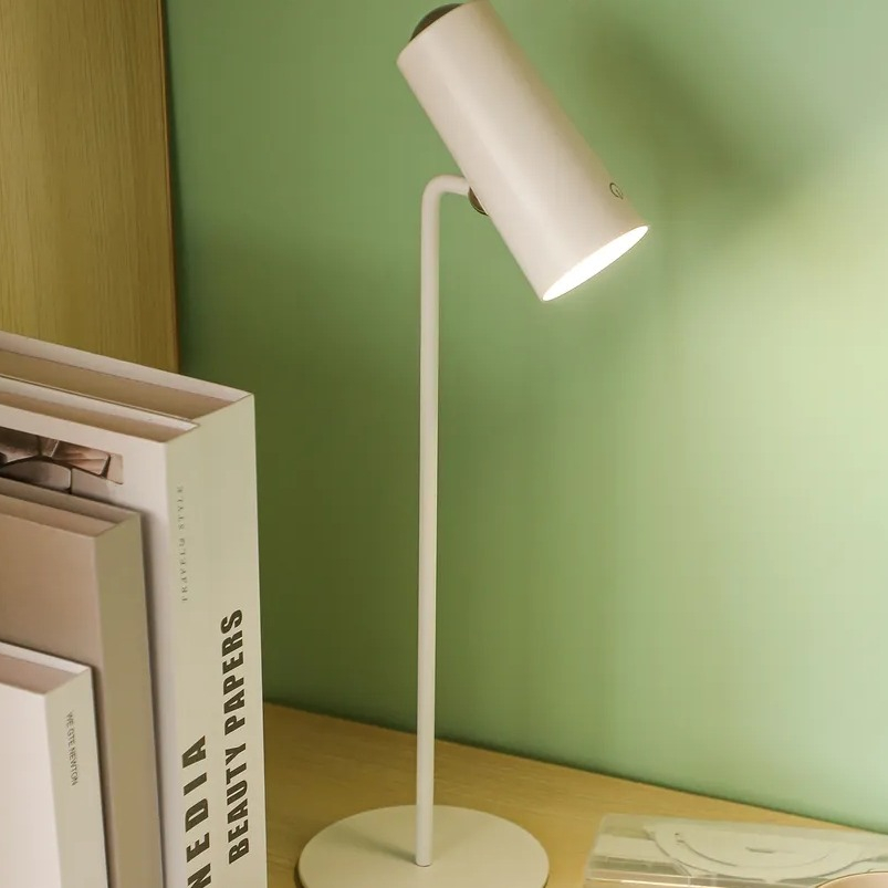(38.5x12cm) LED Schreibtisch Lampe Sonnenuntergang Projektor Dimmbares USB Licht Biegbare Leselampe mit Touch Steuerung - Weiss