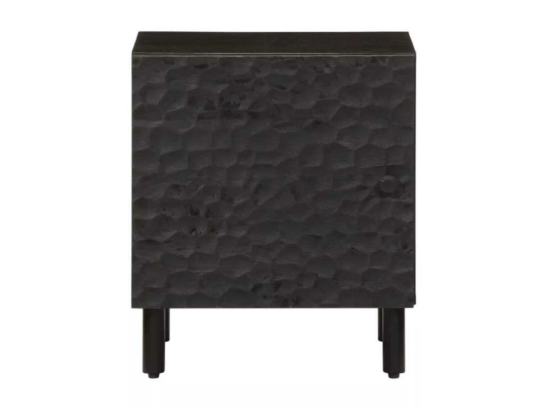 Table de chevet noir 40x33x46 cm bois de manguier solide