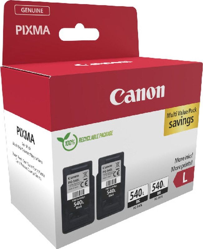 Canon PG 540L inktcartridge 2 stuk Origineel High Yield Zwart