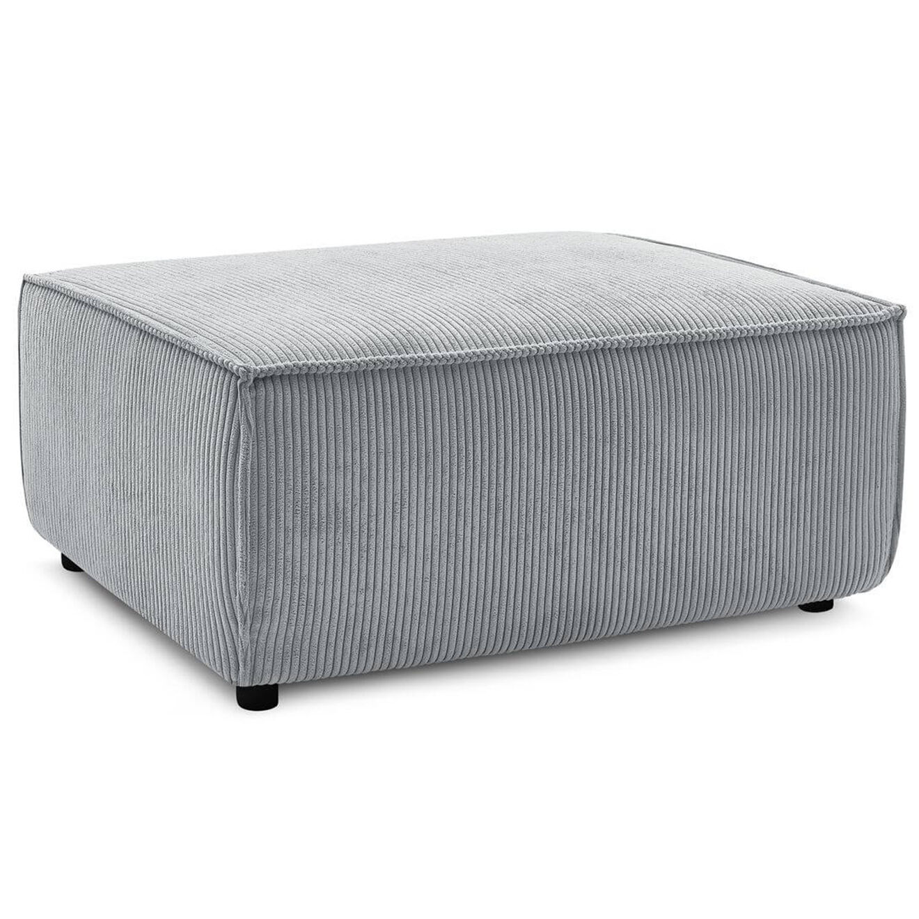 Bobochic Pouf en Velours côtelé Nihad gris clair - 100x70x44 cm