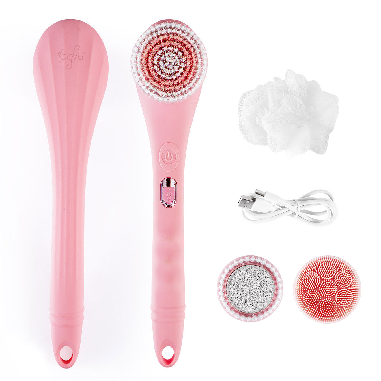 Yoghi Brosse de douche electrique sans fil clean body rose