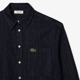 Chemise femme Lacoste oversize avec poche en denim de coton Chemises & Hauts - Bleu - Lacoste - Femme