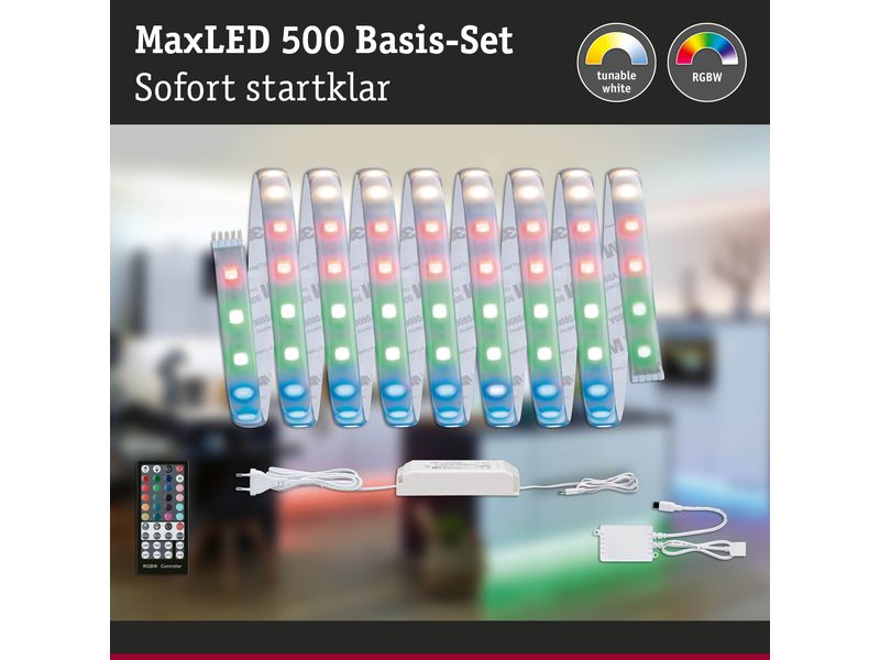 Paulmann LED-Stripe MaxLED RGBW 3 m Basisset Beschichteter Licht-Streifen mit Farbwechselfunktion