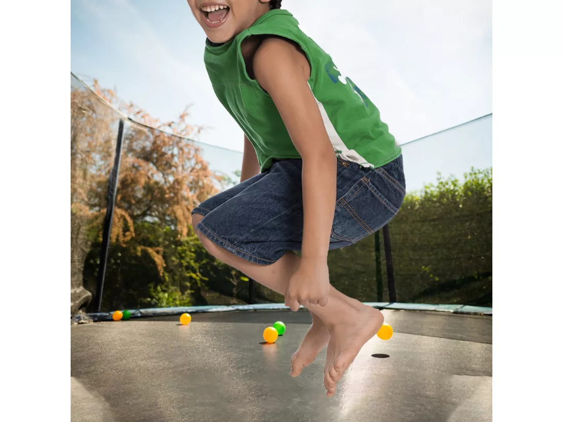 Trampoline de Jardin Enfants et Adultes Jeux d'Extérieur 183 cm Noir et Bleu Avec Filet de sécurité Couverture de protection