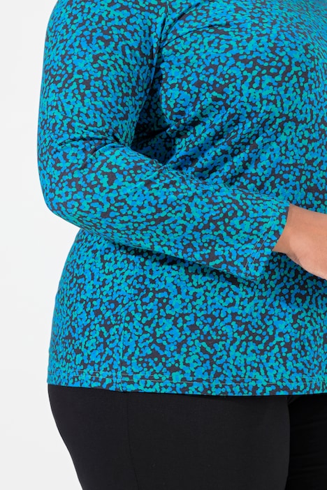 Longshirt, gemustert, A-Linie, V-Ausschnitt, Langarm