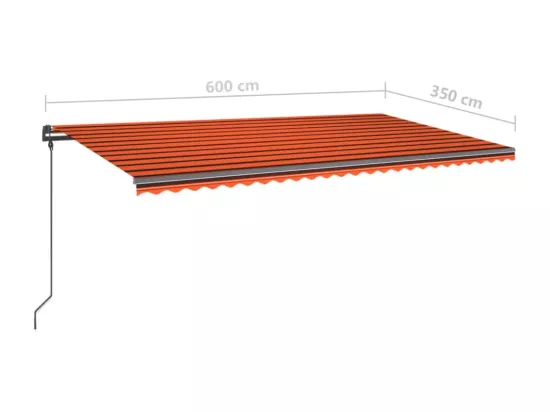 Auvent manuel rétractable avec poteaux 6x3,5 m Orange et marron