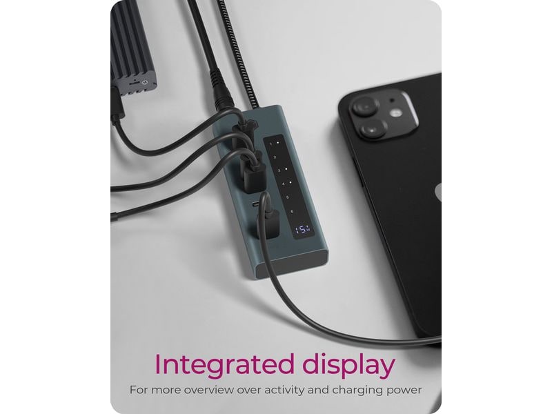 ICY BOX USB-Hub 7-Port Hub IB-HUB1457-C31 7-Port USB Type-C HUB aus hochwertigem Aluminium