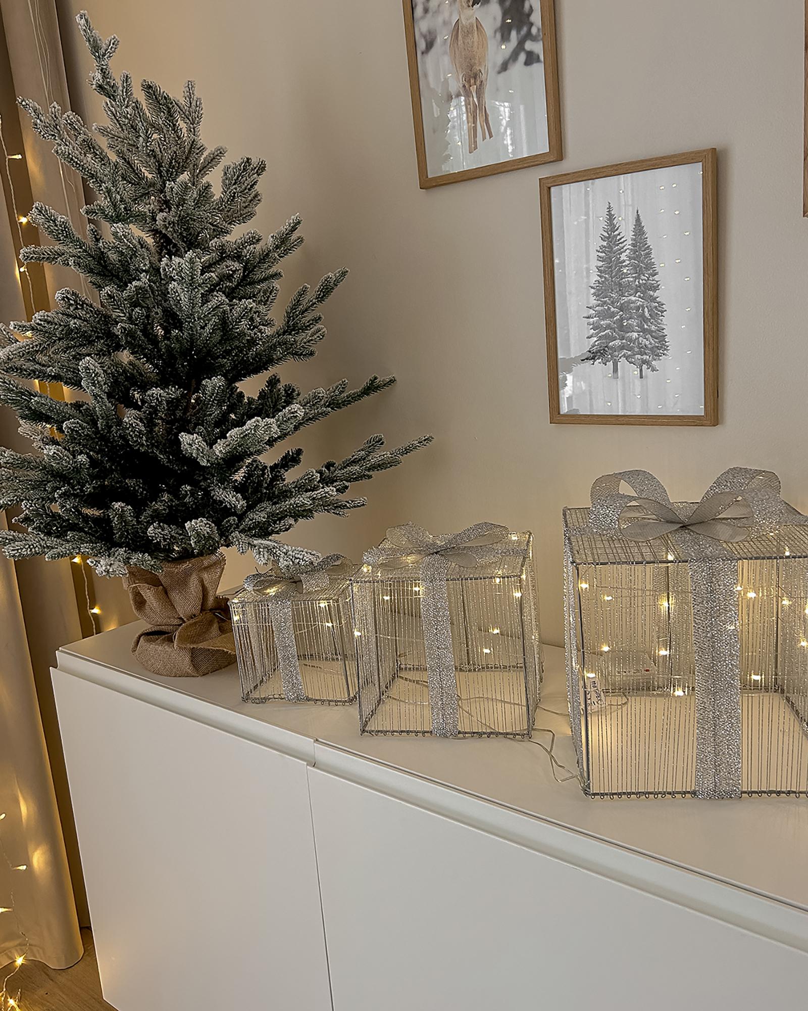 Buitendecoratie LED ARNES Kerstcadeaus 25/20/15 cm Zilver