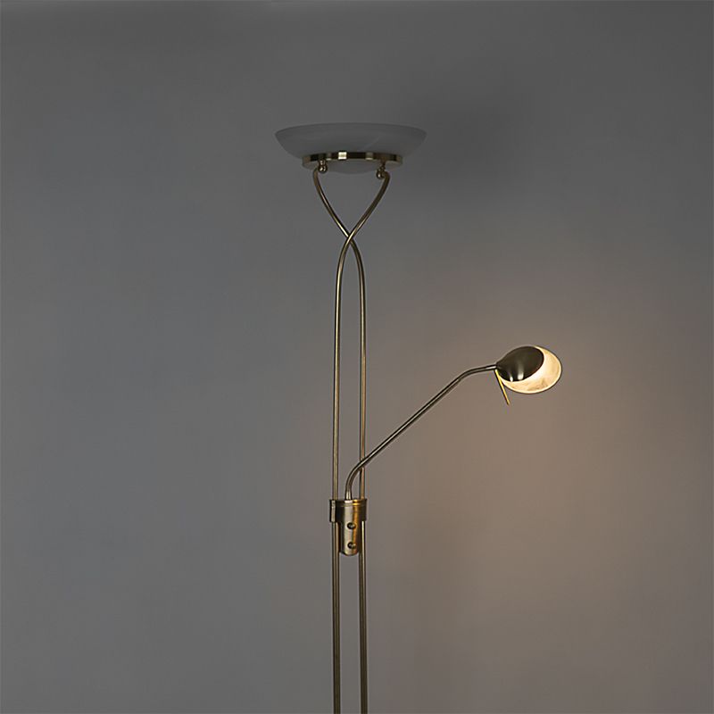 Vloerlamp messing incl. LED en dimmer met leeslamp - Empoli