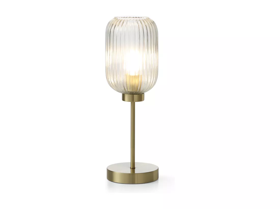 Lampe à poser vintage en métal et verre - L. 14 x P. 14 x H. 43,5 cm - Doré - LOUXOR
