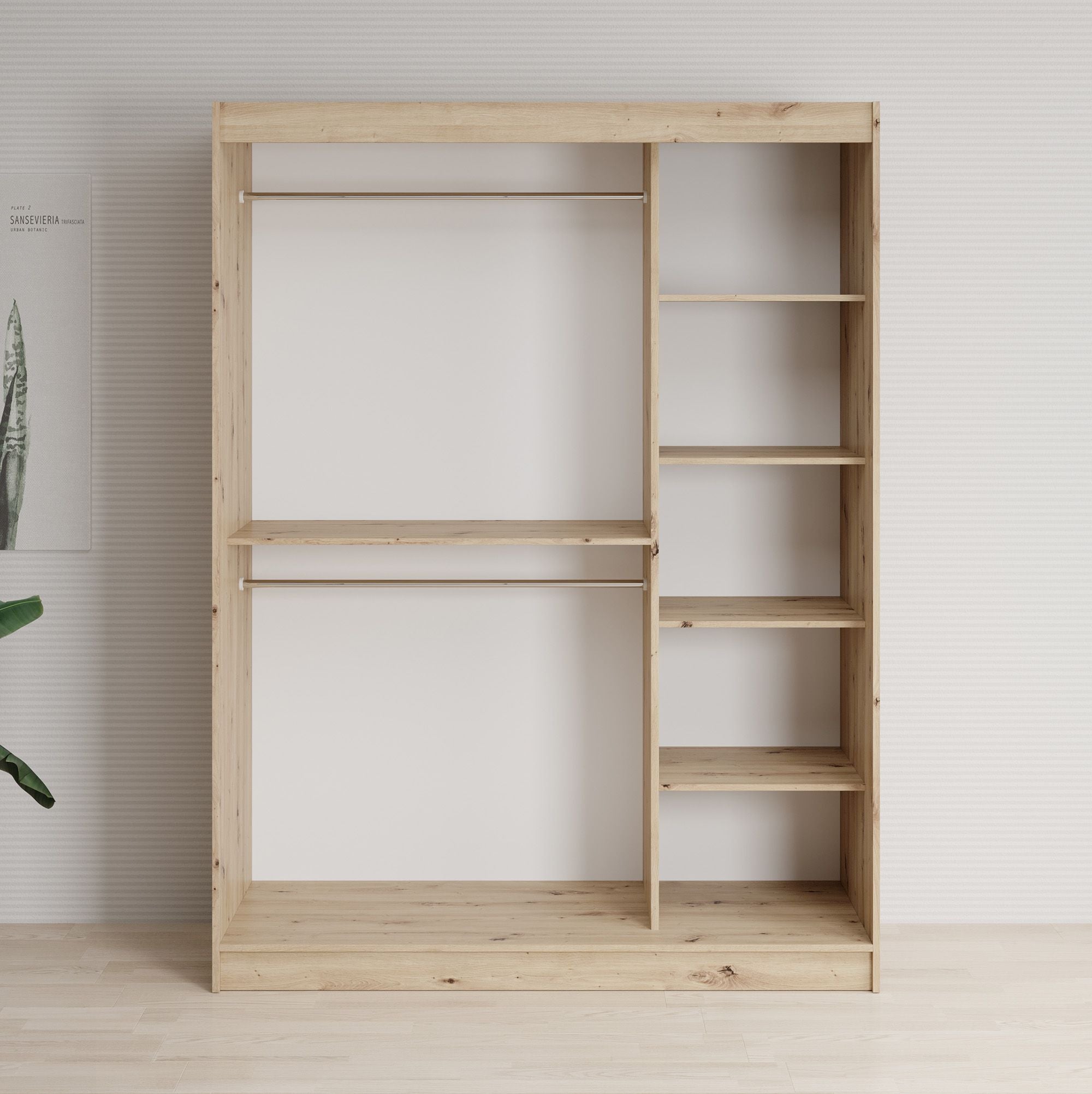 Lisbon 2 - Kledingkast met schuifdeuren - Eiken - 150x62x200 cm