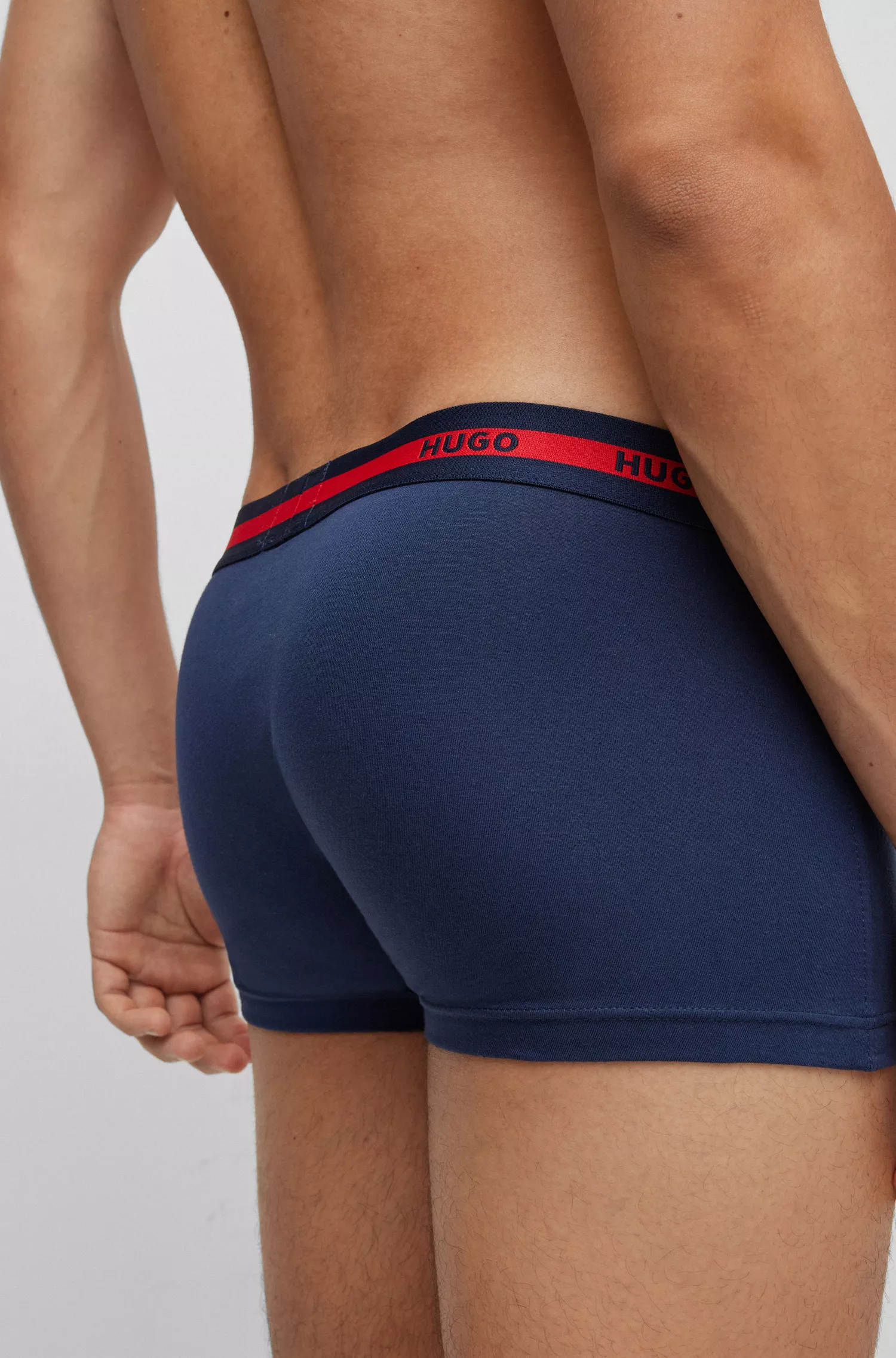 HUGO Vermelho - Pacote com duas cuecas boxer com cós com o logotipo, em algodão elástico.