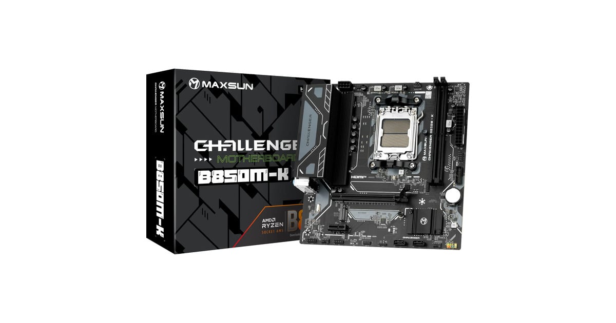 MAXSUNMS-Challenger B850M-K socket AM5 moederbord  (Zwart, RAID, Gb-LAN, Sound, µATX)