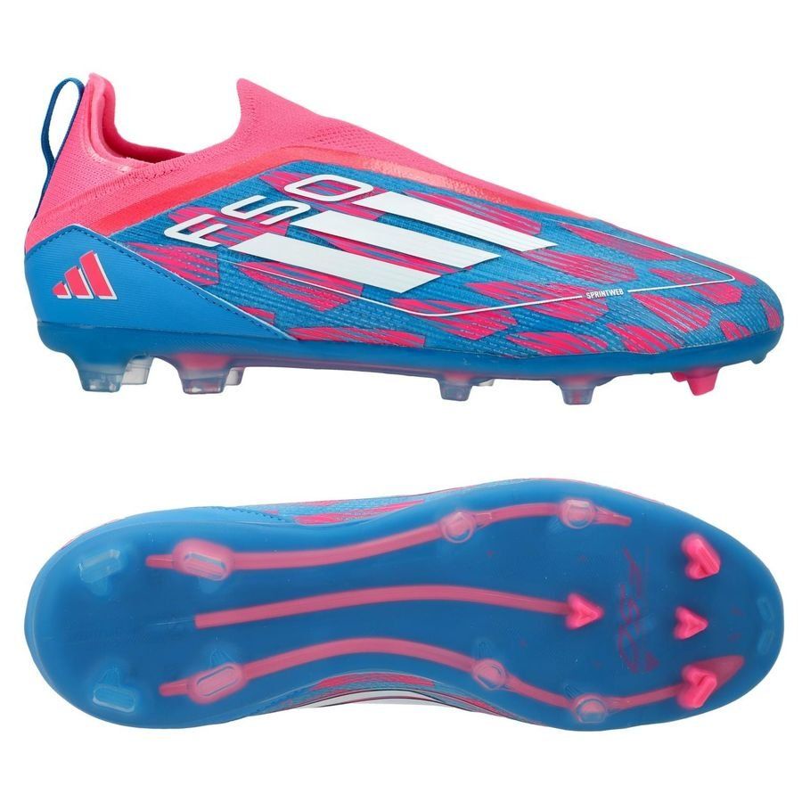 adidas F50 Pro Laceless FG Reemergence - Bleu/Blanc/Rose Enfant