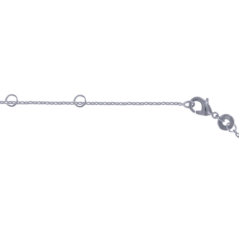 Collier Argent Rhodié Rond de Nacre Ivoire