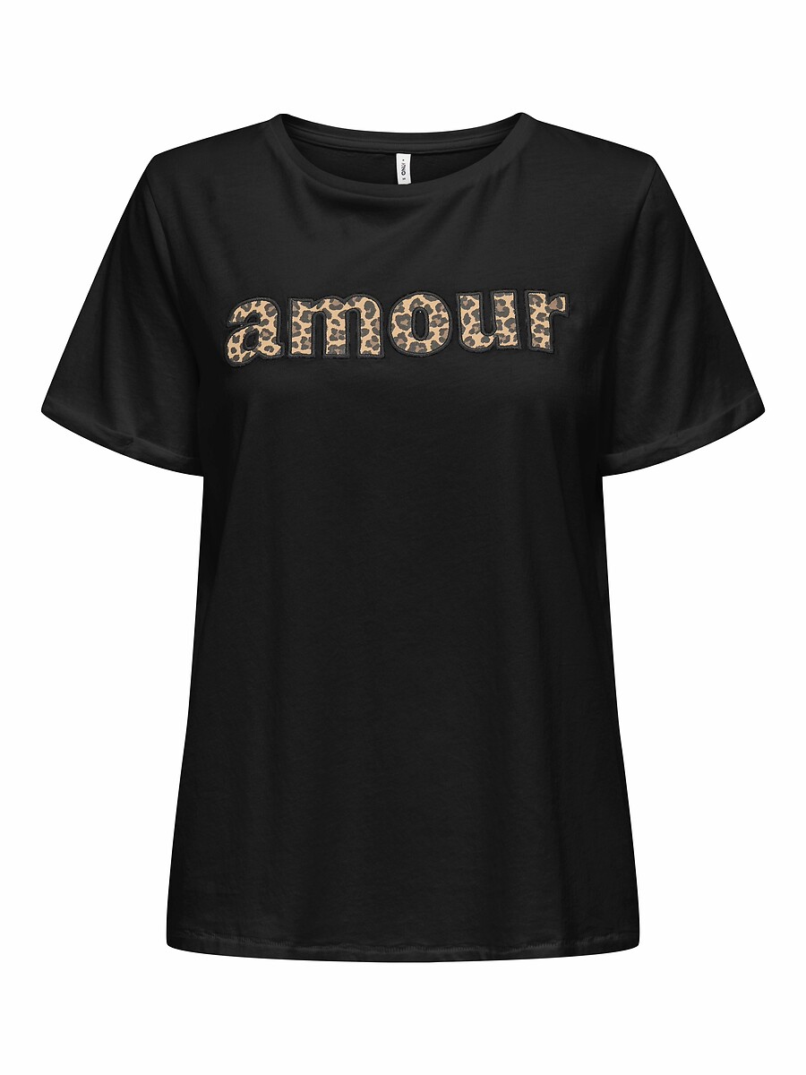 Camiseta APENAS com inscrição 'amour' em estampa de leopardo