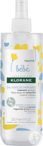Klorane Bébé Eau Fraîche Parfumée Corps Et Cheveux Peau Normale Flacon 500ml