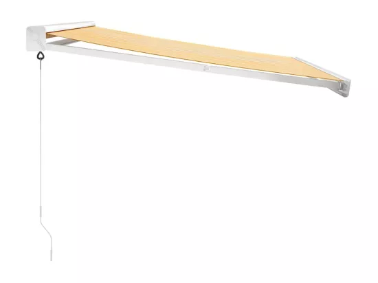 Auvent rétractable jaune et blanc 3x2,5 m tissu et aluminium