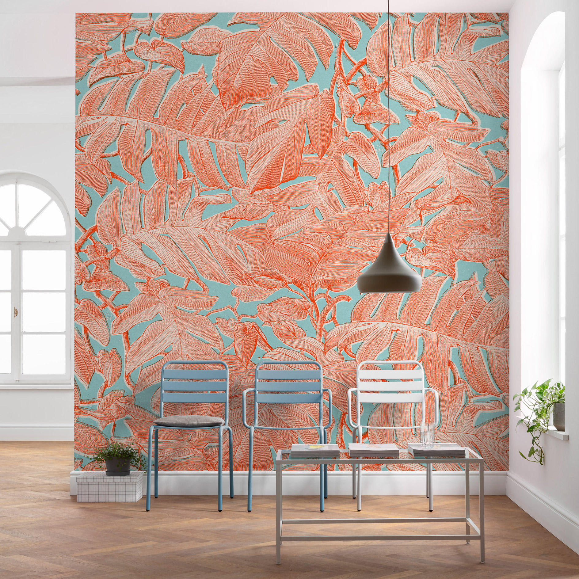 Vlies-Fototapete CORALLA - rot-blau-schwarz - 300x280 cm