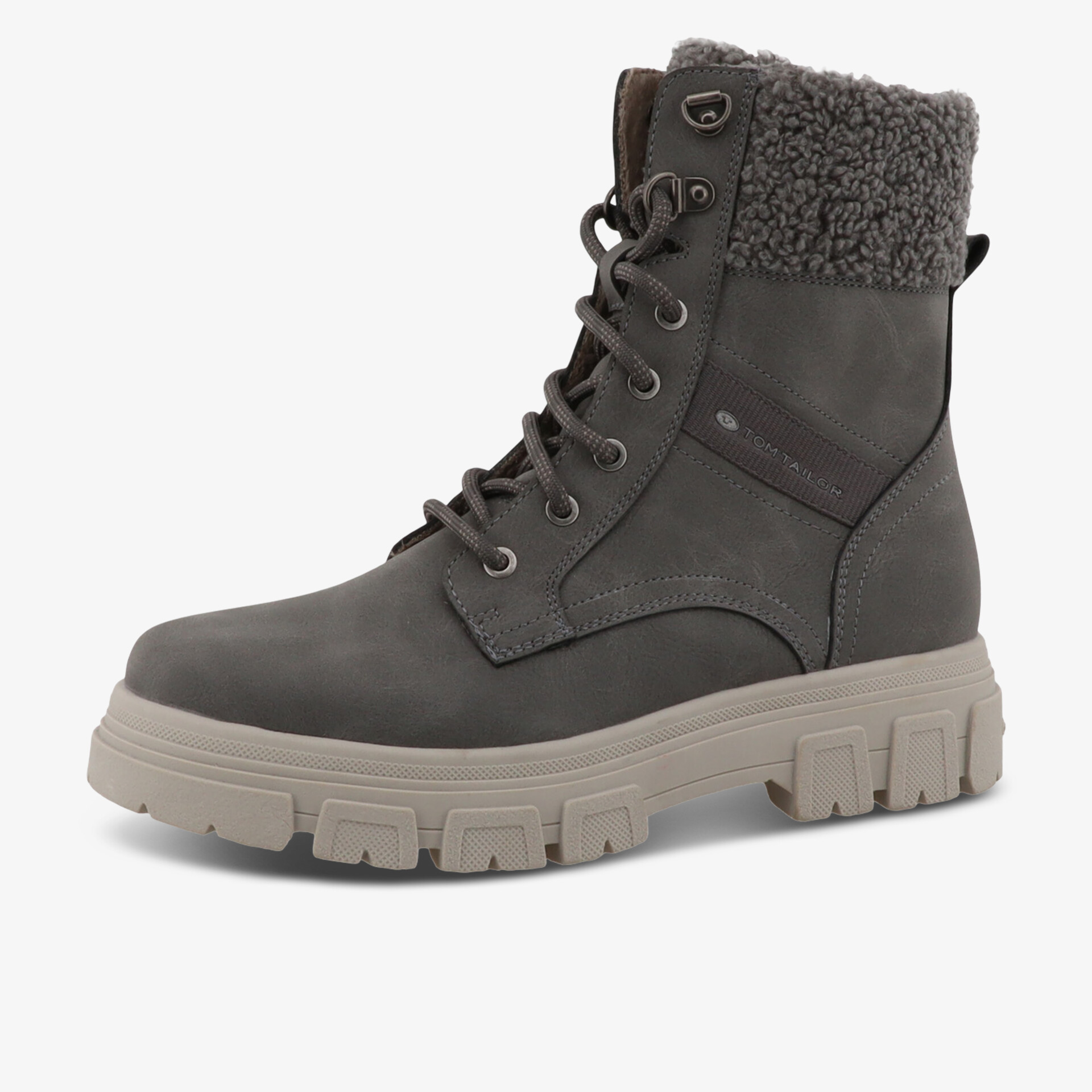 TOM TAILOR Damen Schnürstiefeletten grau