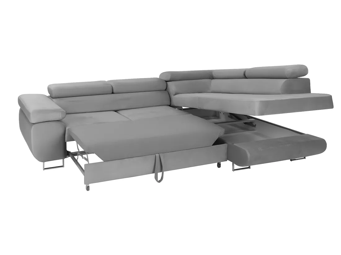 Canapé d'angle convertible droit 4 places Wilson velours Noir