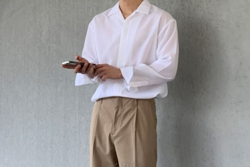 SeoulPop - Effen overhemd met lange mouwen