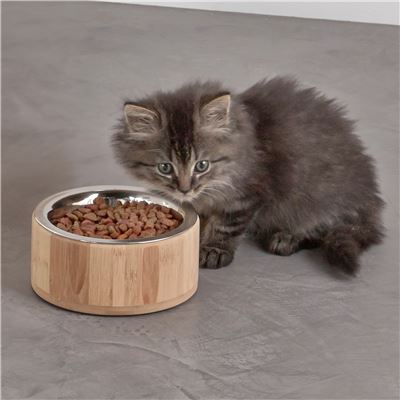 Gamelles pour chien et chat en bambou et inox