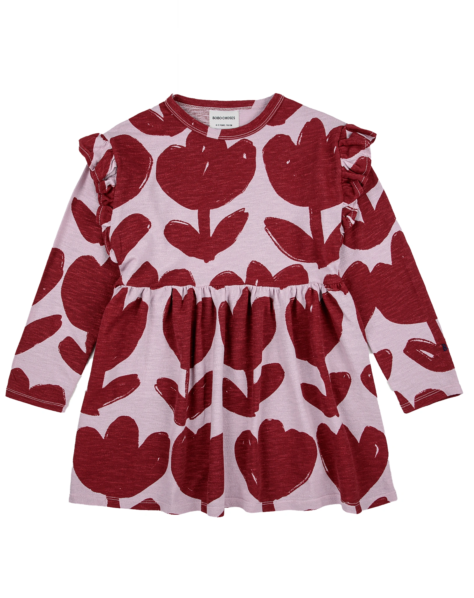 Langarm-Kleid RETRO FLOWERS ALL OVER in lila