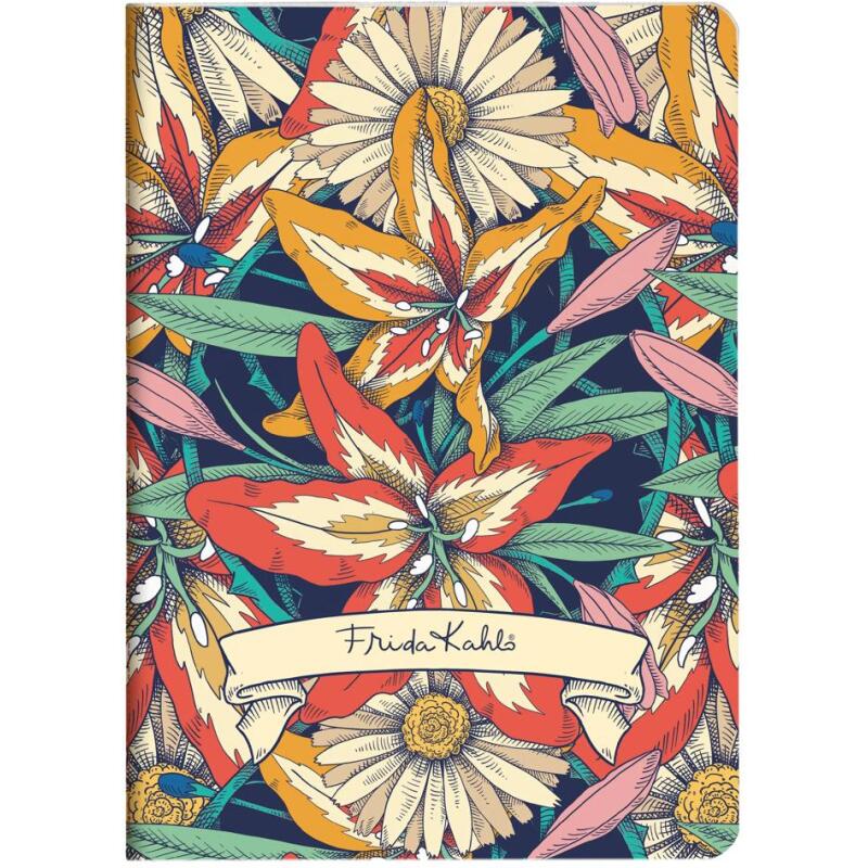Frida Kahlo, Carnet cousu fil A5 14,8x21 cm, 64 pages, ligné, ass.
