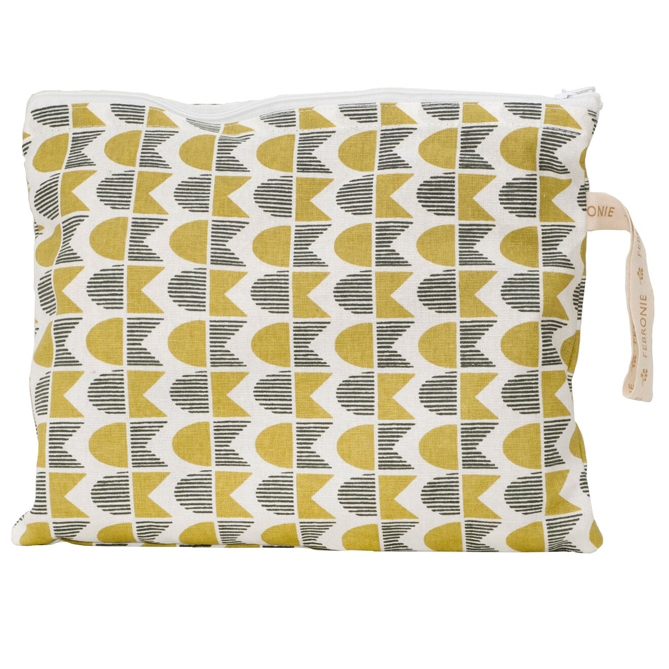 Febronie Pochette de plage en Coton Skandi jaune/kaki - 28x21 cm