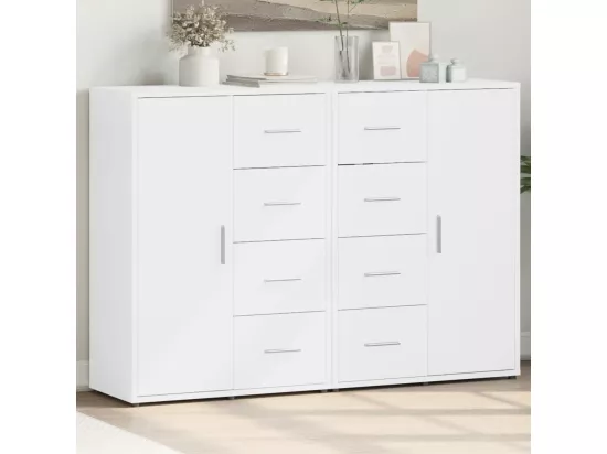 Buffets 2 pcs blanc 60x31x84 cm bois d'ingénierie