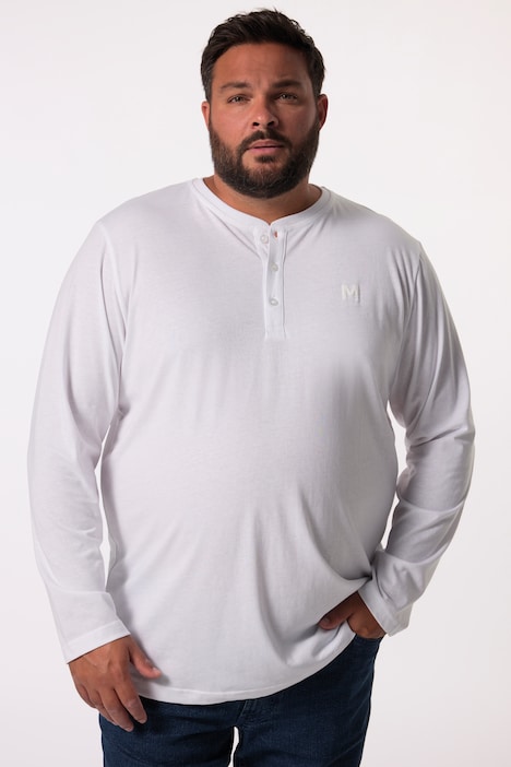 Men+ Henley, Basic, Langarm, Rundhals, bis 8 XL