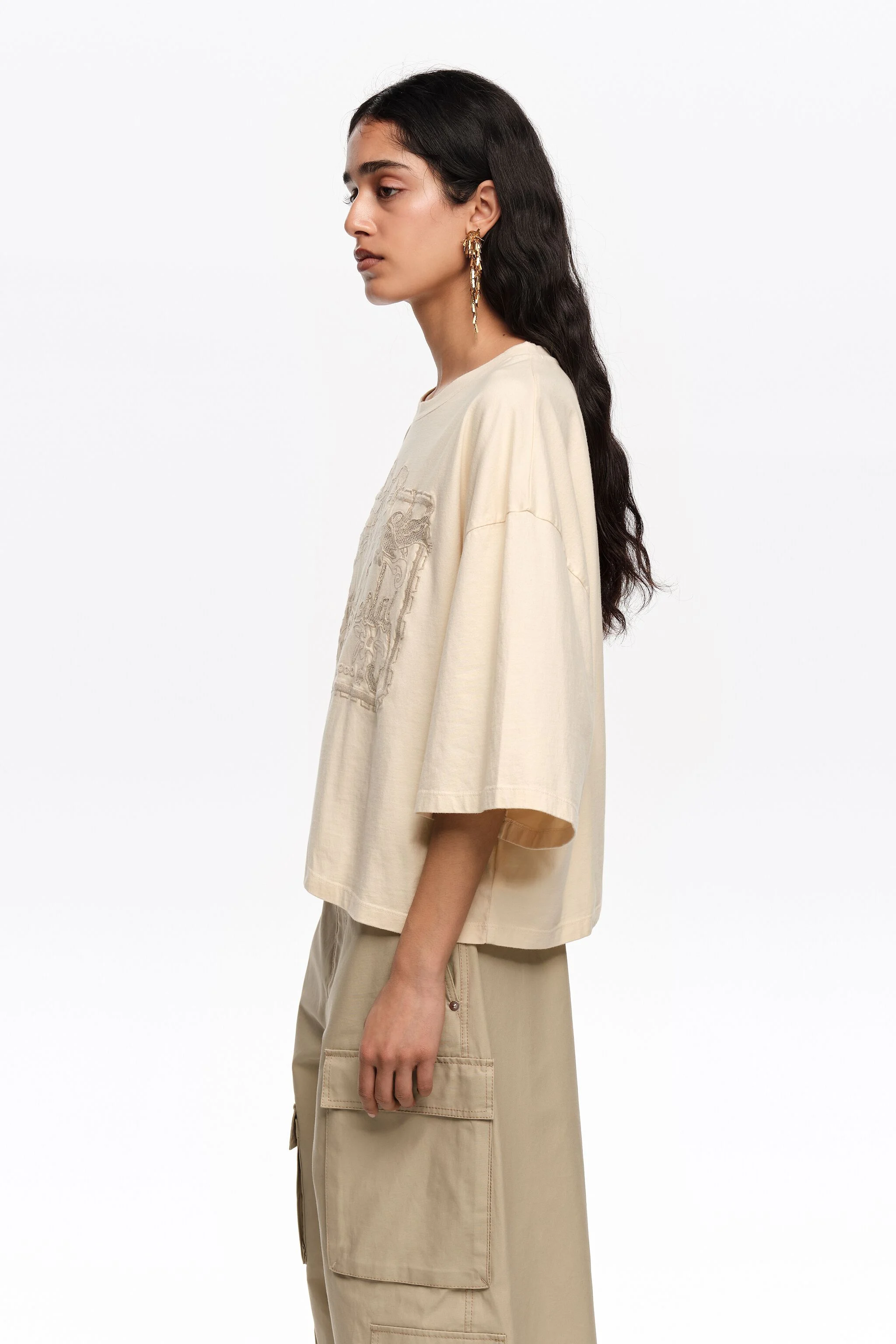 Camiseta com logo Vanilla maxi broderie anglaise