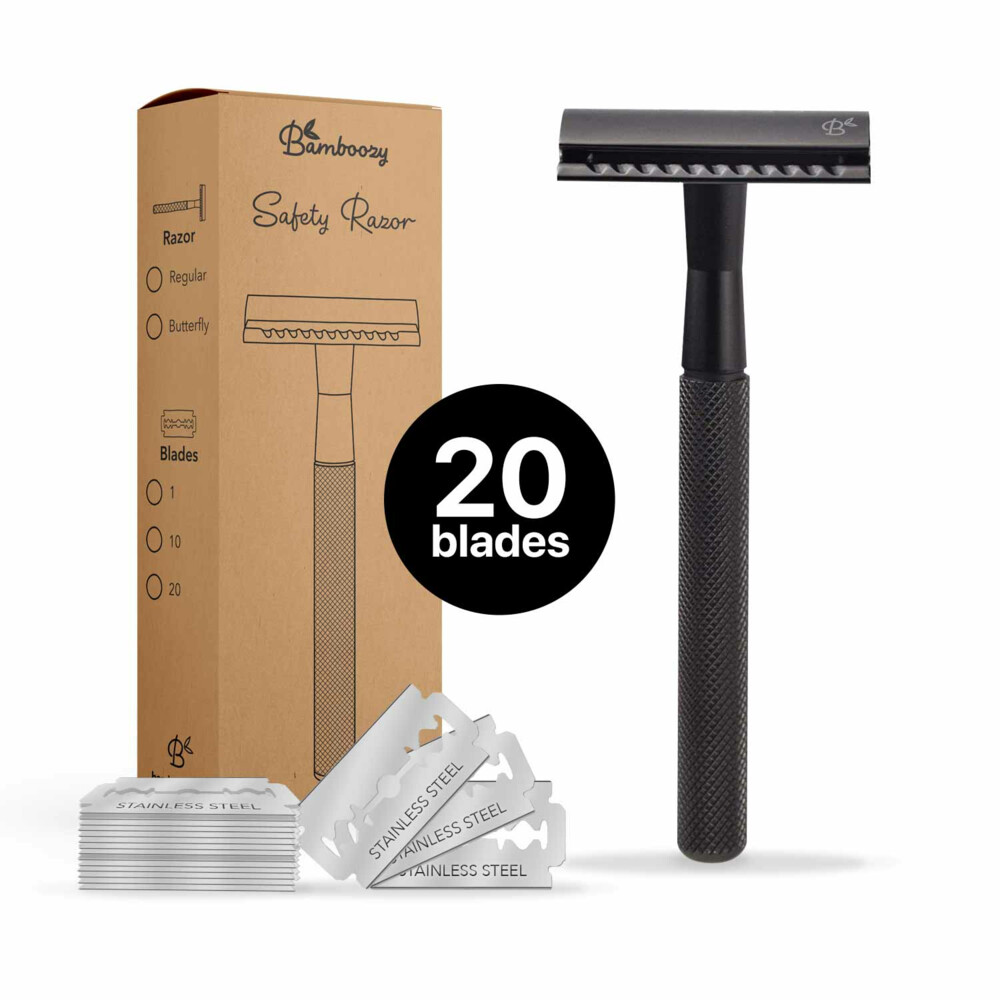 Bamboozy Safety Razor + 20 Mesjes Zwart Mat1 set