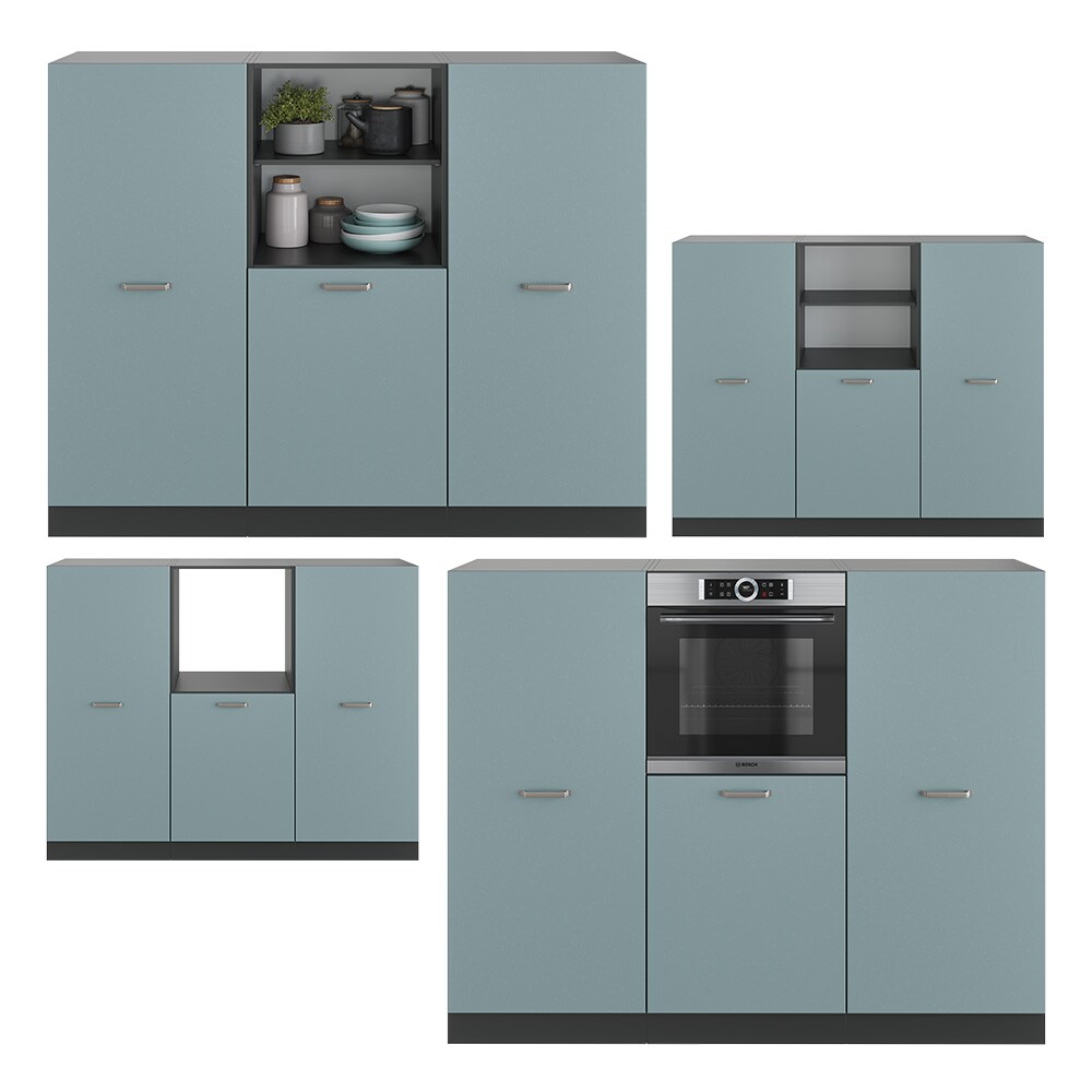 Vicco Küchenzeile R-Line Solid Anthrazit Blau Grau 180 cm modern Küchenschränke Küchenmöbel