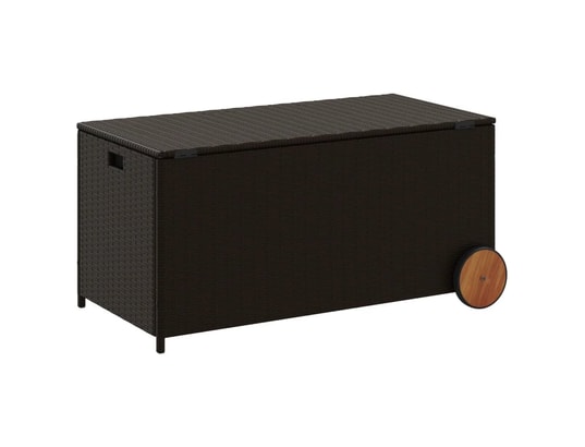 VIDAXL - Coffre Boîte de rangement de jardin et roues marron 190l poly rotin