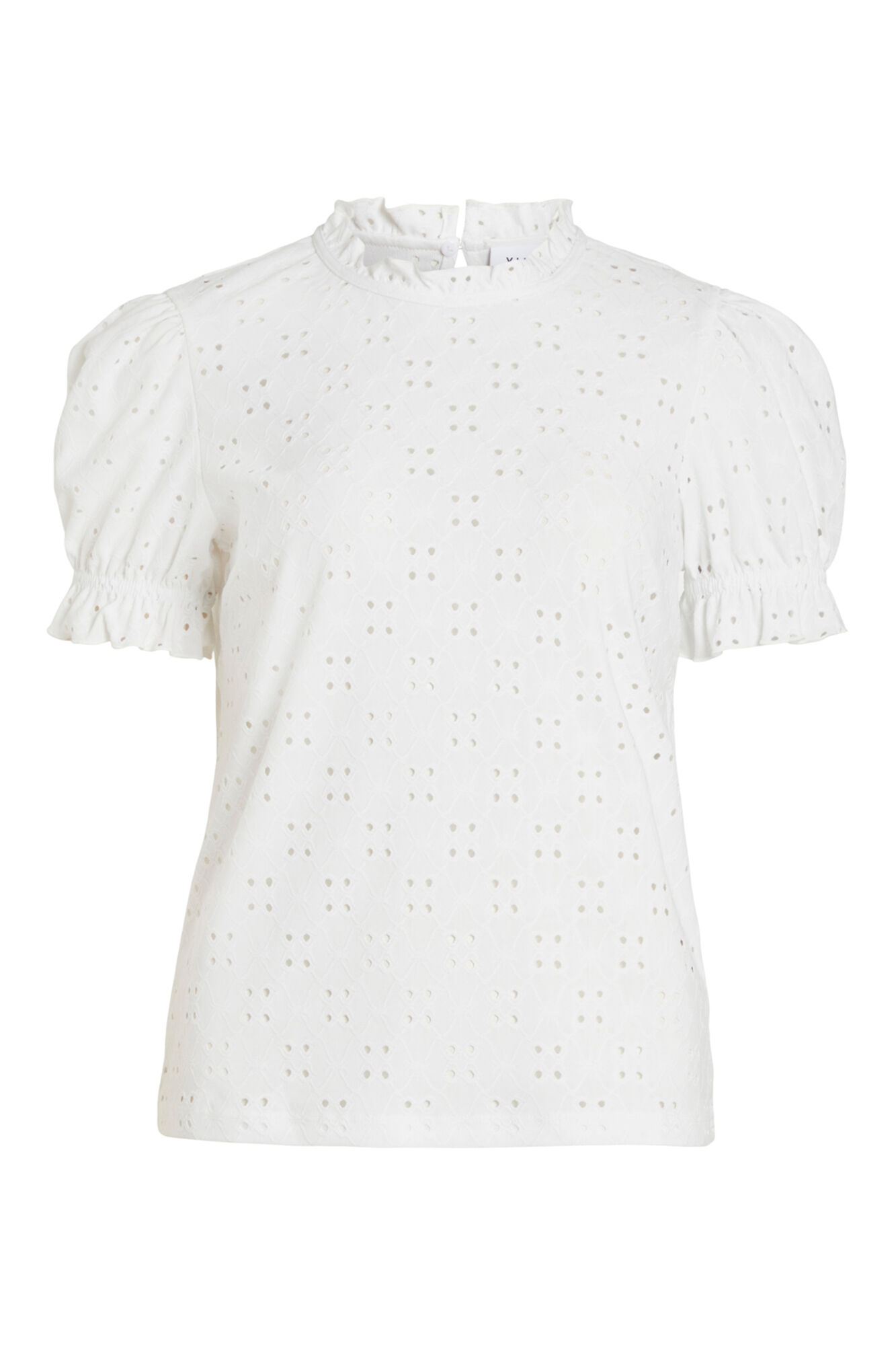 Camiseta com mangas bufantes e babados - Branca
