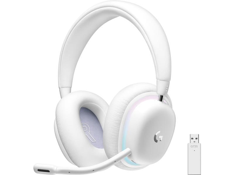 Logitech Headset G735 Weiss Kabelloses Gaming-Headset mit Lightspeed-Empfänger und dezenter RGB-Beleuchtung