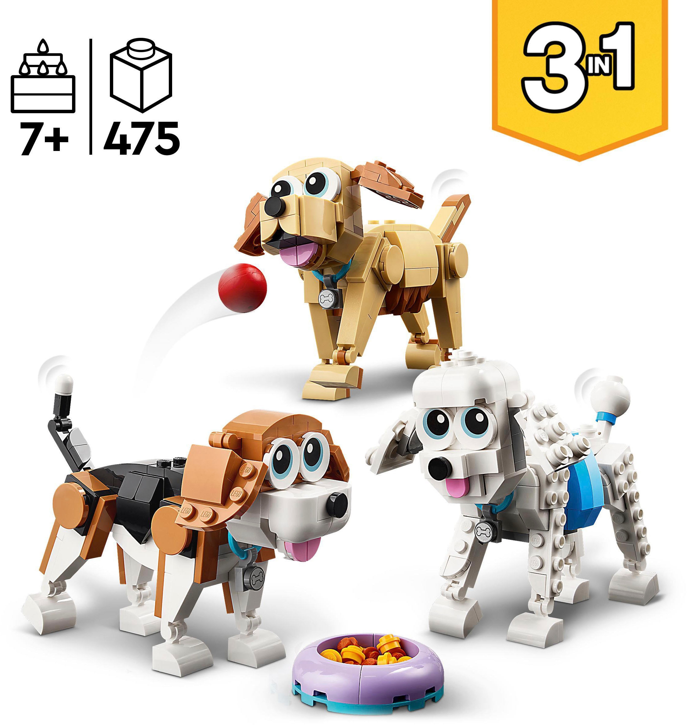 LEGO® Konstruktionsspielsteine »Niedliche Hunde (31137), LEGO® Creator 3in1«