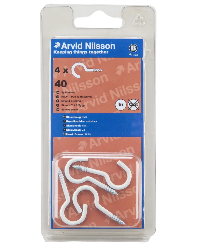 Arvid Nilsson Skruekrog 40 mm hvid 4-pak
