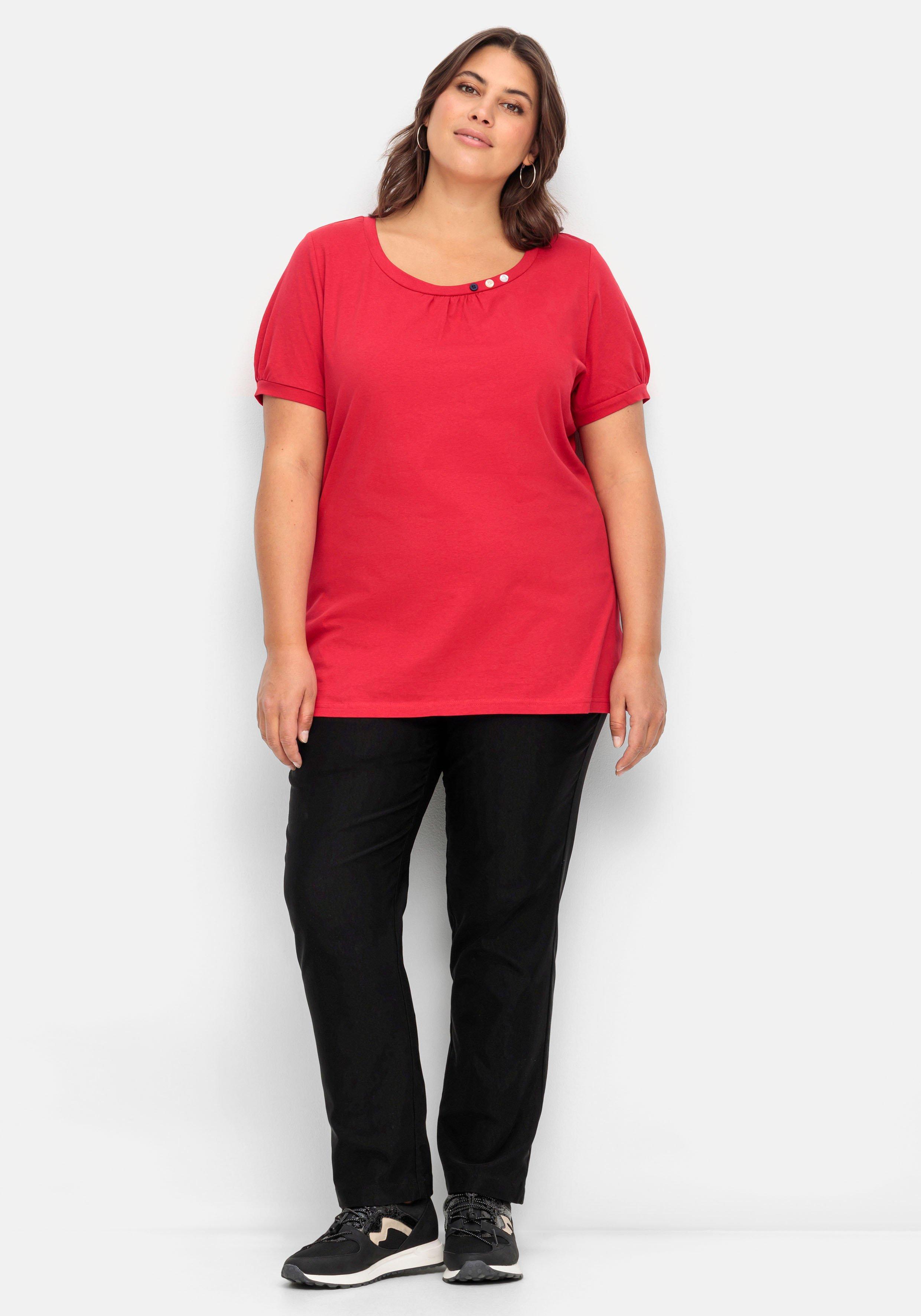 Longshirt mit Zierknöpfen am Ausschnitt