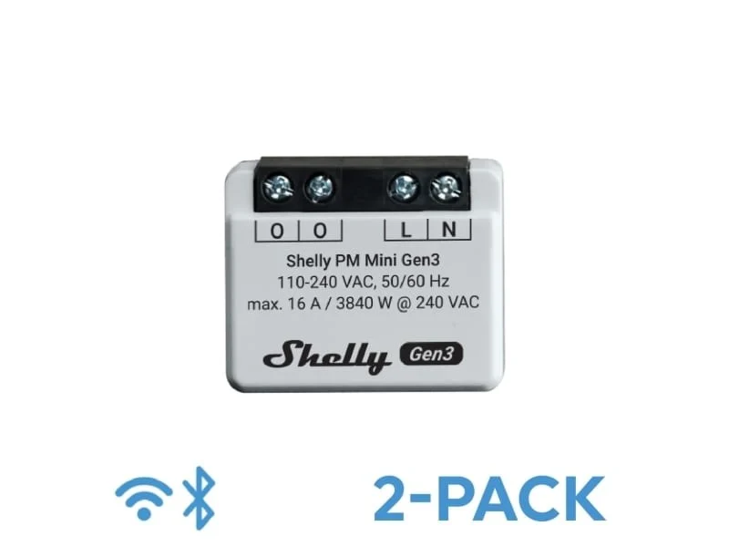 Shelly - PM Mini Gen3 (Dobbelt Pakke) - Kompakt Kraft til Dit Smarte Hjem