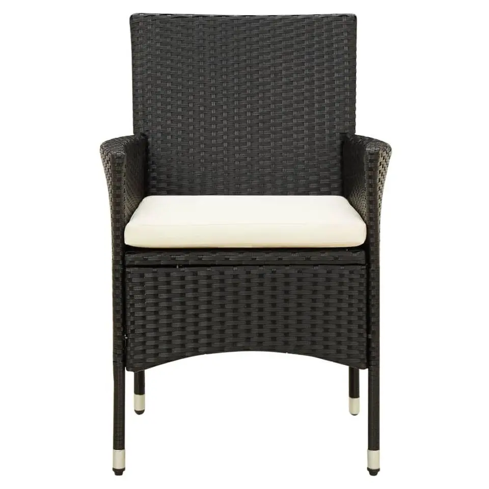 vidaXL - Tuinset - Zwart - Poly rattan - 7 stuks - Met kussens