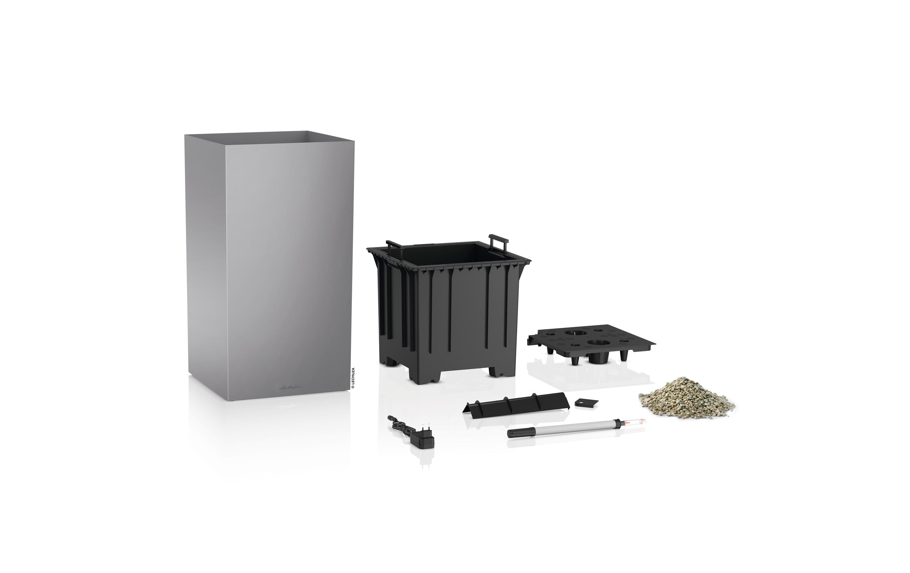 Blumentopf Canto Premium 40 High LED, Silber, Hochglanz<br>Pflanzentopf