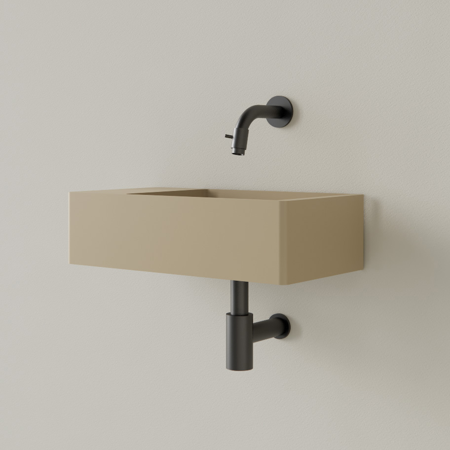 Sanigoods Luko fontein 40x22cm links zonder kraangat cappuccino