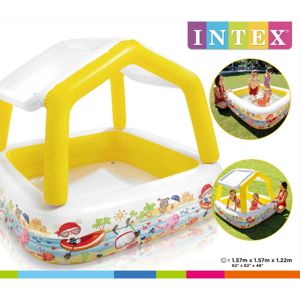 Piscine avec parasol gonflable 157x157x122 cm