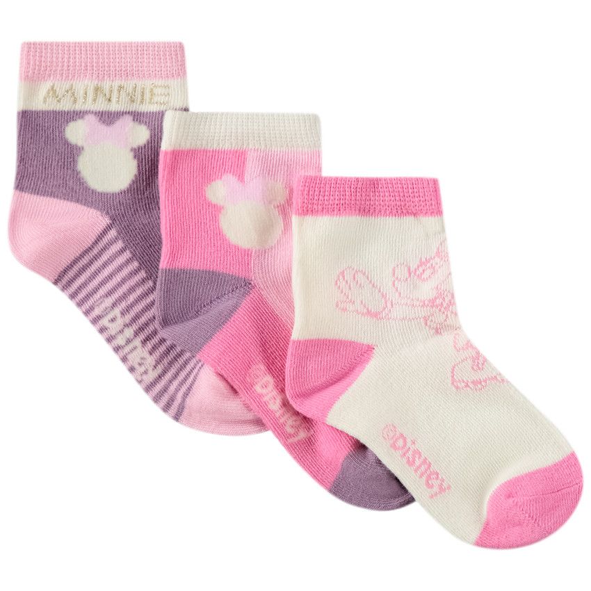 Lot de 3 paires de chaussettes Minnie Disney pour fille - Rose