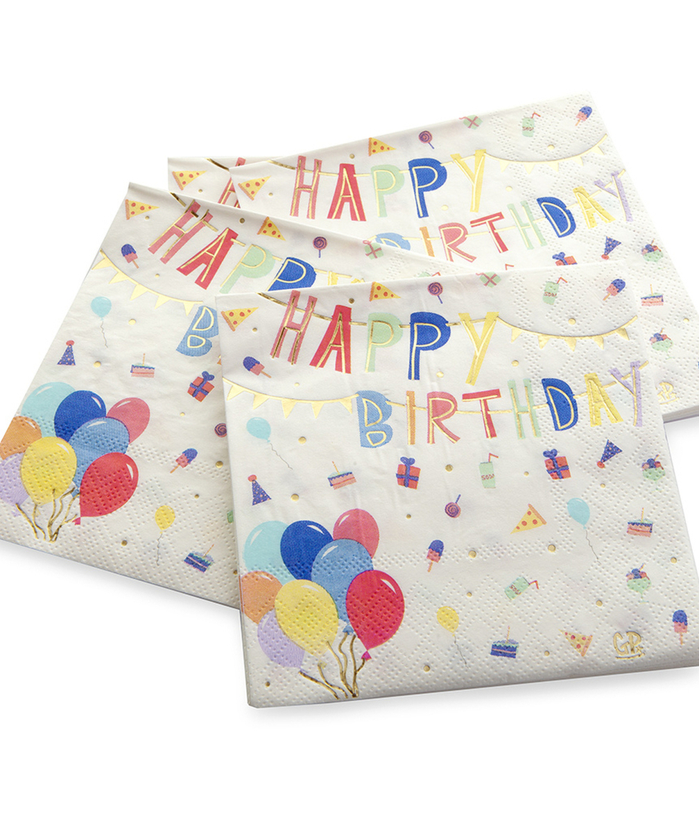 GREAT PRETENDERSLOT DE 20 SERVIETTES ANNIVERSAIRE MULTICOLORE