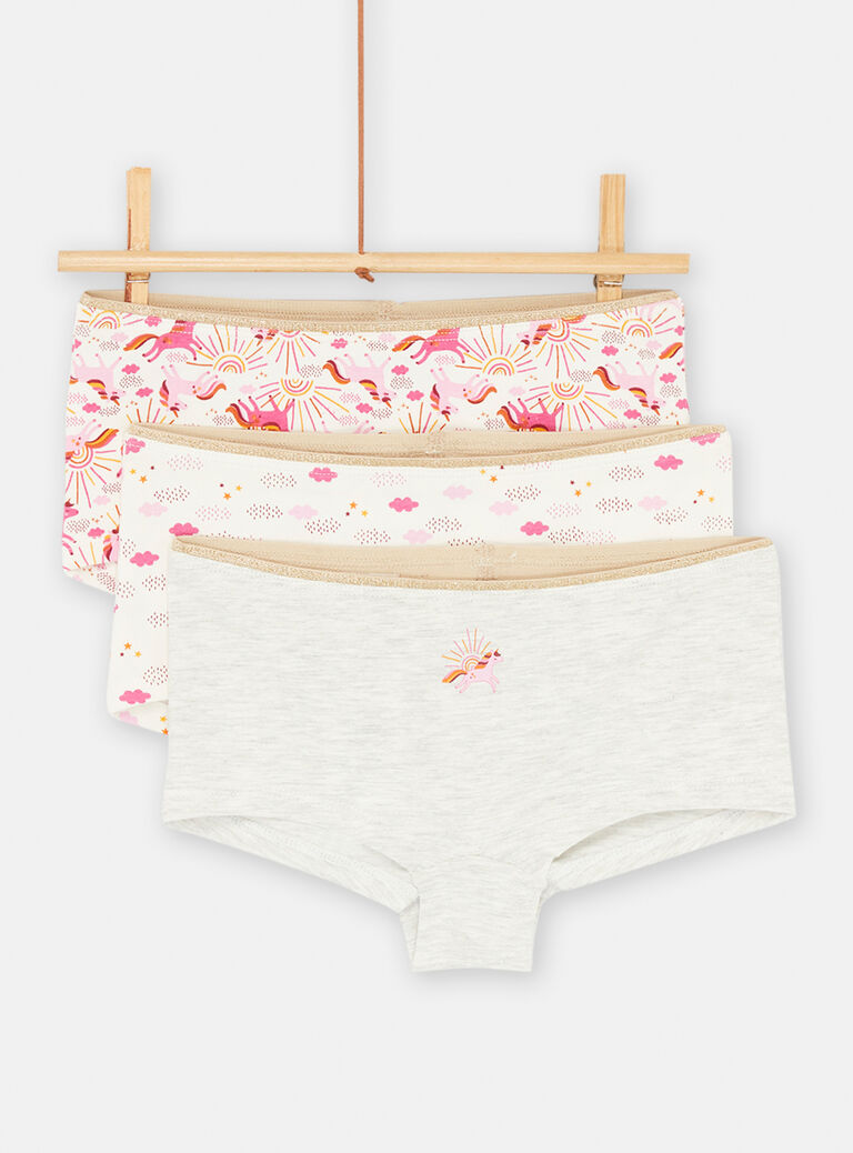 3 shortys roses et écrus